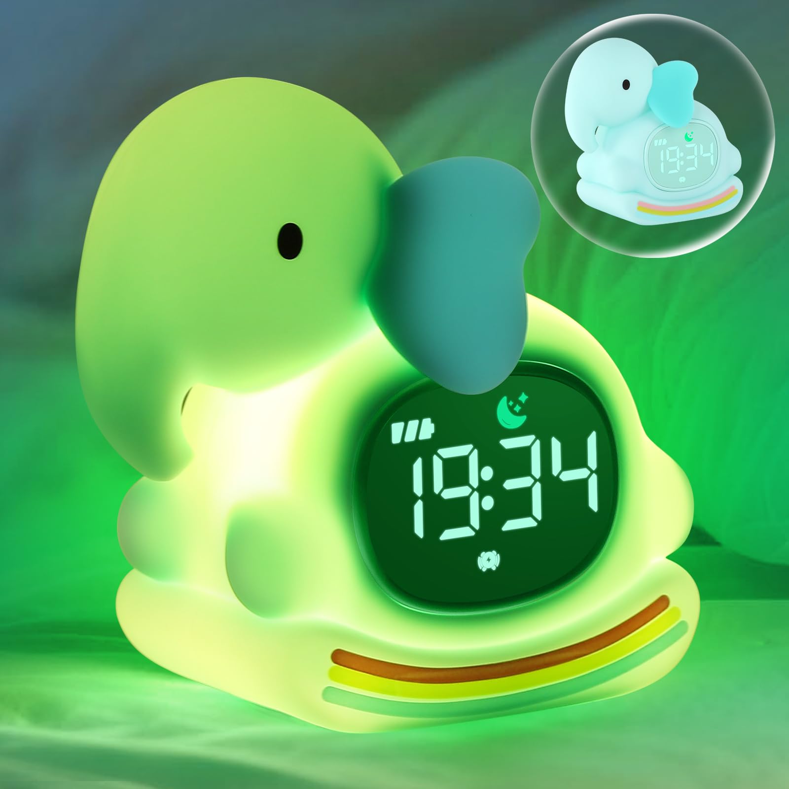 Alarm Clock for Kids,Wake up Clock for Kids,Digital Sleep Trainer with LED Display,Sleep Companion for Toddler,Color Changing Alarm Clock for Kids, Rechargeable,Gift for Girls Boys Teens Room Decor — image 1