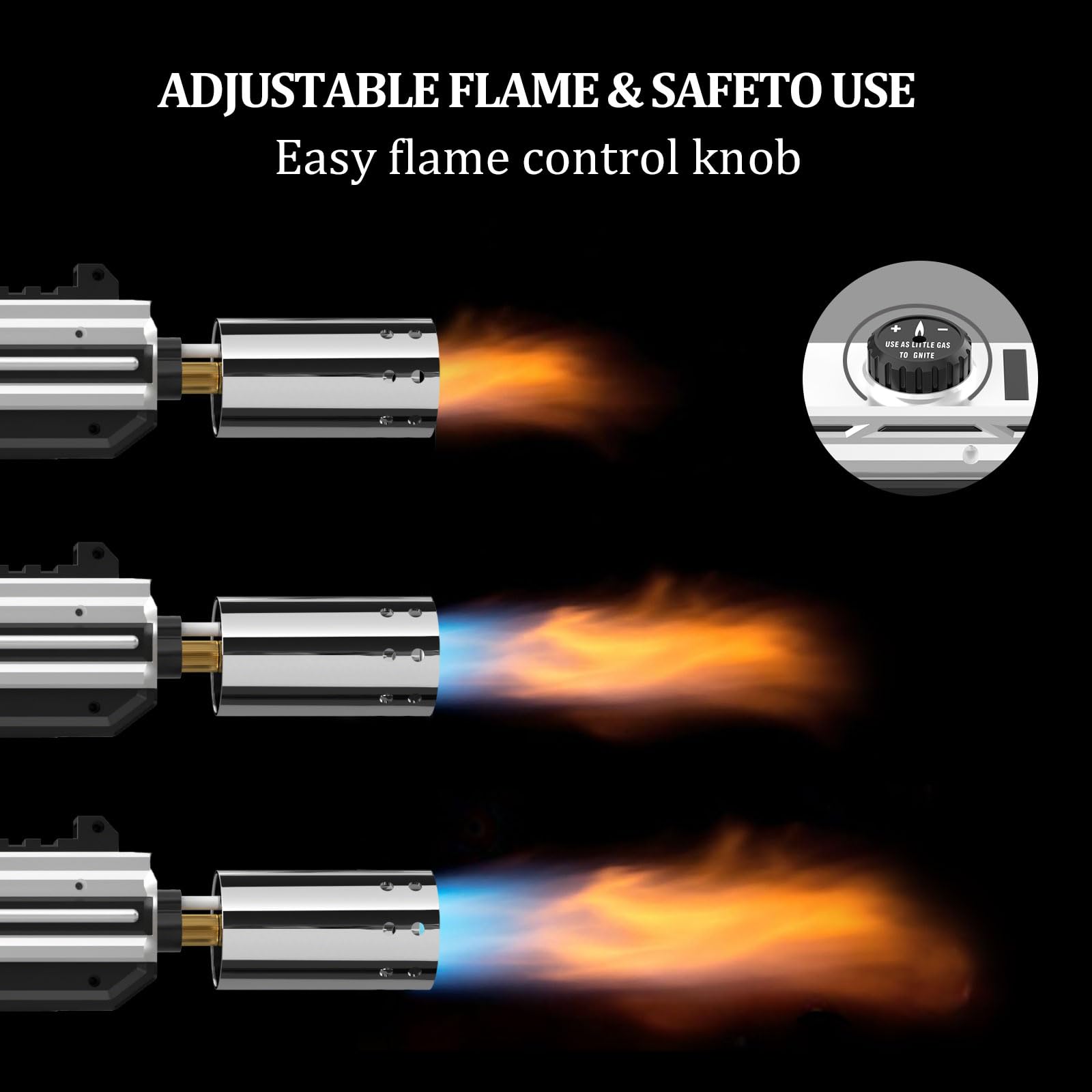XIEEAOZEE Potente pistola de propano, antorcha de cocina con llama ajustable, lanzallamas de cocina, quemador de gas, kits de soldadura para parrilla, barbacoa, fogata, camping (tanque de propano no