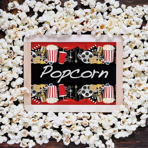 Image of Whaline 32.8 Ft Movie Night Bulletin Board Borders Popcorn Movie Reel Die-Cut Border Trim for Back to School Classroom Office Chalkboard Decoration