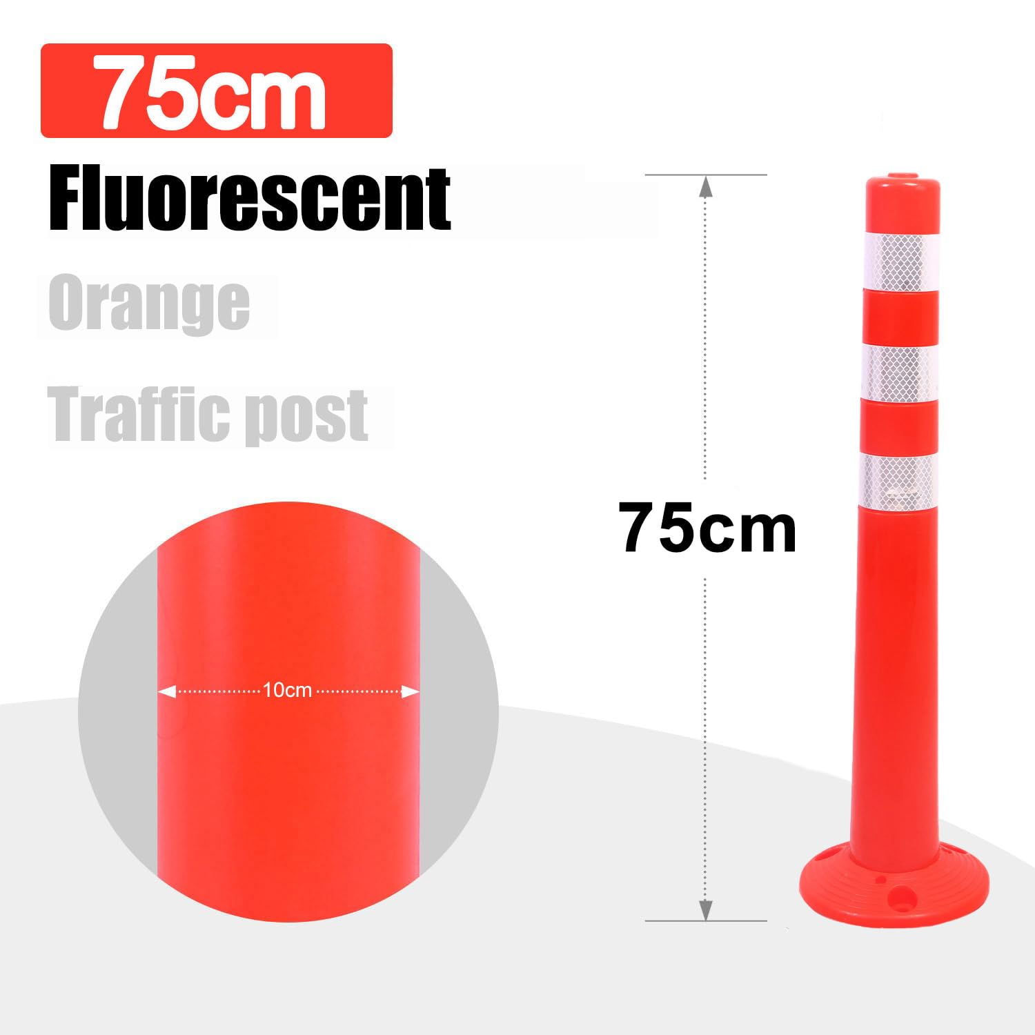 Set di 4 pali da 30"/75 cm, paletti portatili, arancioni con anelli riflettenti per la costruzione di strade, sicurezza parcheggio e controllo del traffico
