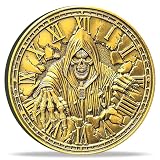 Strugglejewelry Memento Mori Coin EDC Challenge Stoic Reminder - 1.57 Inch Diameter with Grim Reaper and Hourglass Design, Inspirational Quote, Protective Case Included