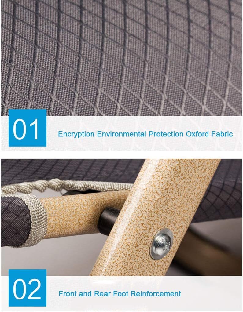 Leżak Krzesło Ogrodowe Oxford Mesh Fabric Rozkładane Leżaki Fotel Składany Przerwa Na Lunch Zakrzywiony Podłokietnik Do Biura W Ogrodzie Camping Leżak Ogrodowy Leżak do Opalania(B-Grey+Cushion)