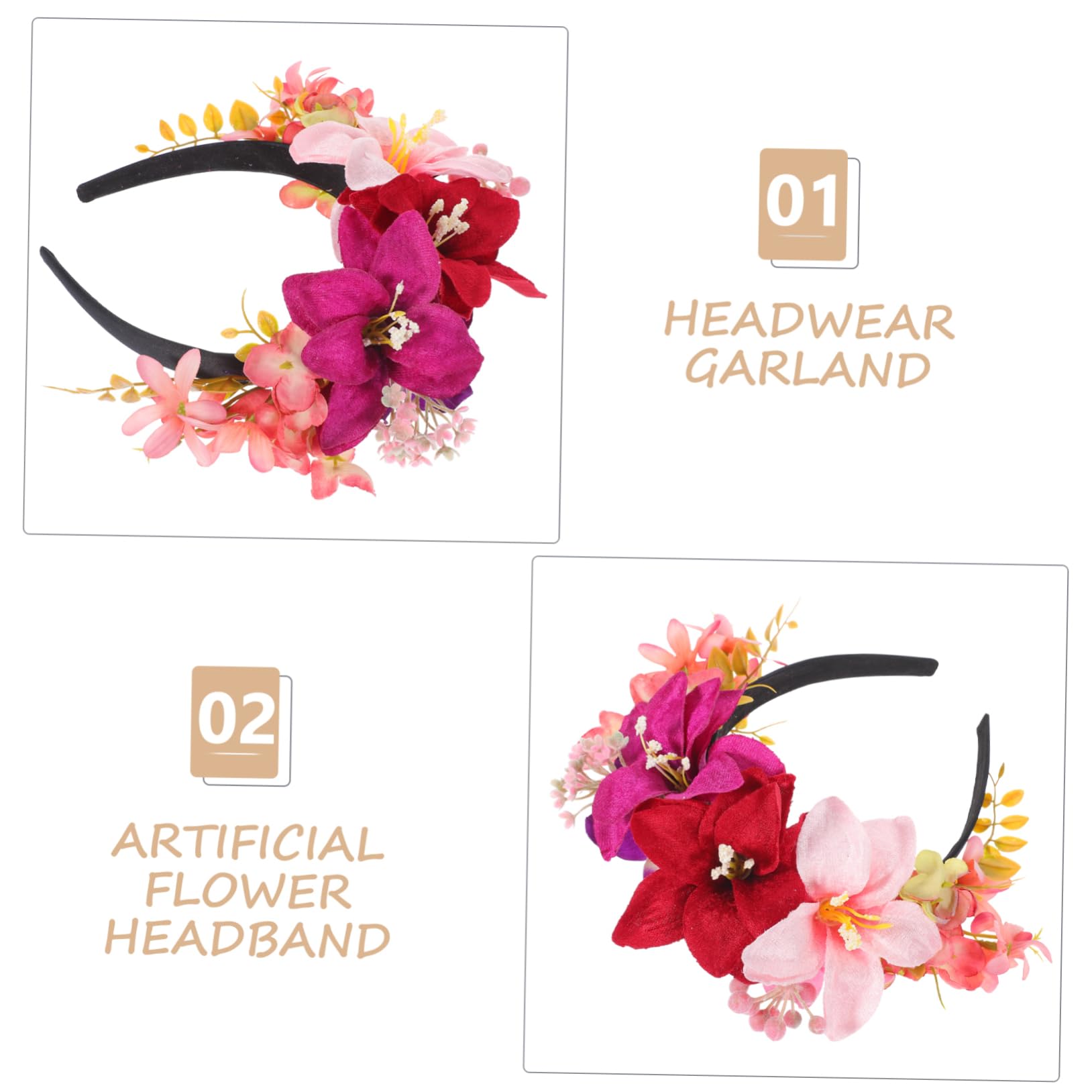 Healeved 4pezzi Cerchietto Floreale Elegante Per Cerimonia e Occasioni Speciali Accessorio Per Con Fiori Di Giglio Per e Matrimoni