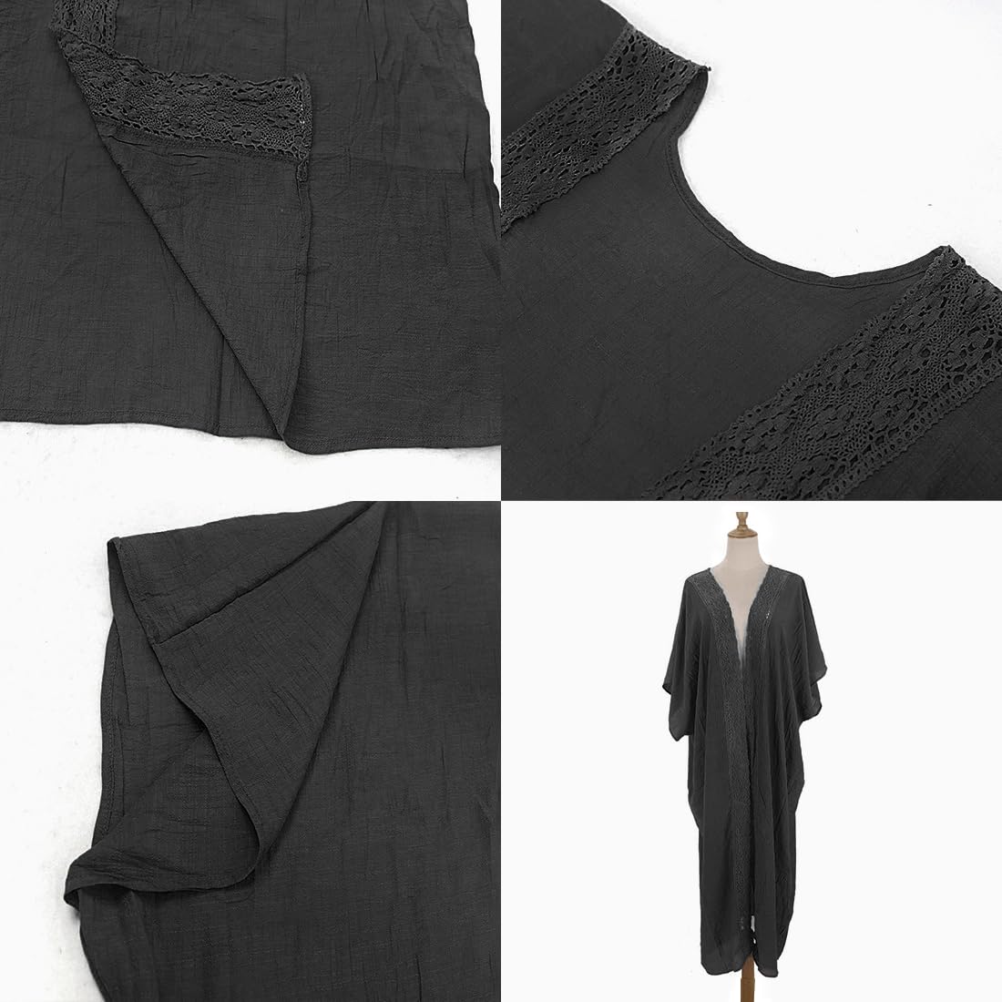 Copricostume Donna Mare Lungo Kimono Spiaggia Respirante Cardigan Estivo Elegante Caftano Bikini Copri