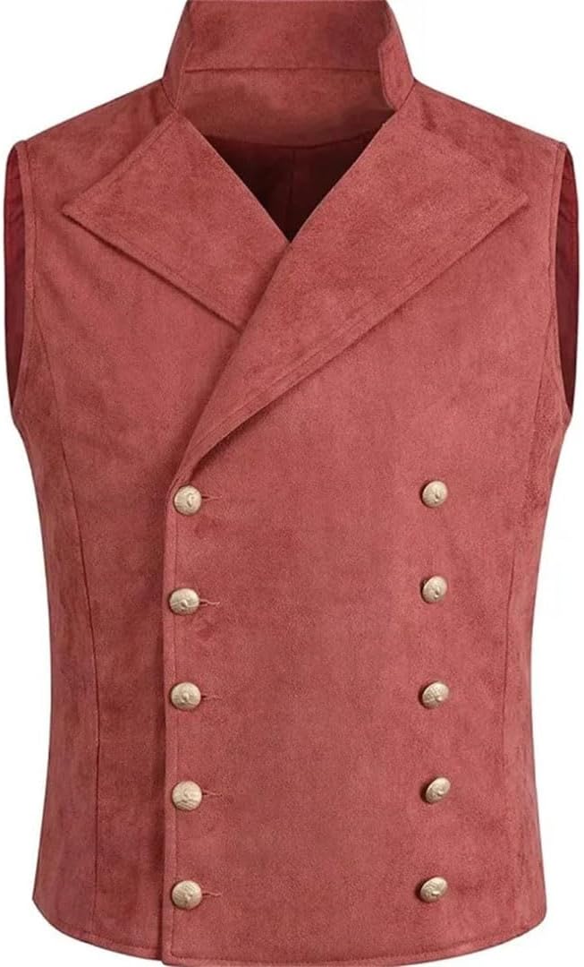Men's Stand-Up Collar Double Breasted Vest Wedding & Dark Party Steampunk Suit Vest
