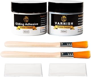 Gilding Adhesive, 50ML Gold Plating Glue & 50ML Hardenable Clear Glue for Detail Painting, Metal Foil Sheets, Craft Paper, Home Decoration
