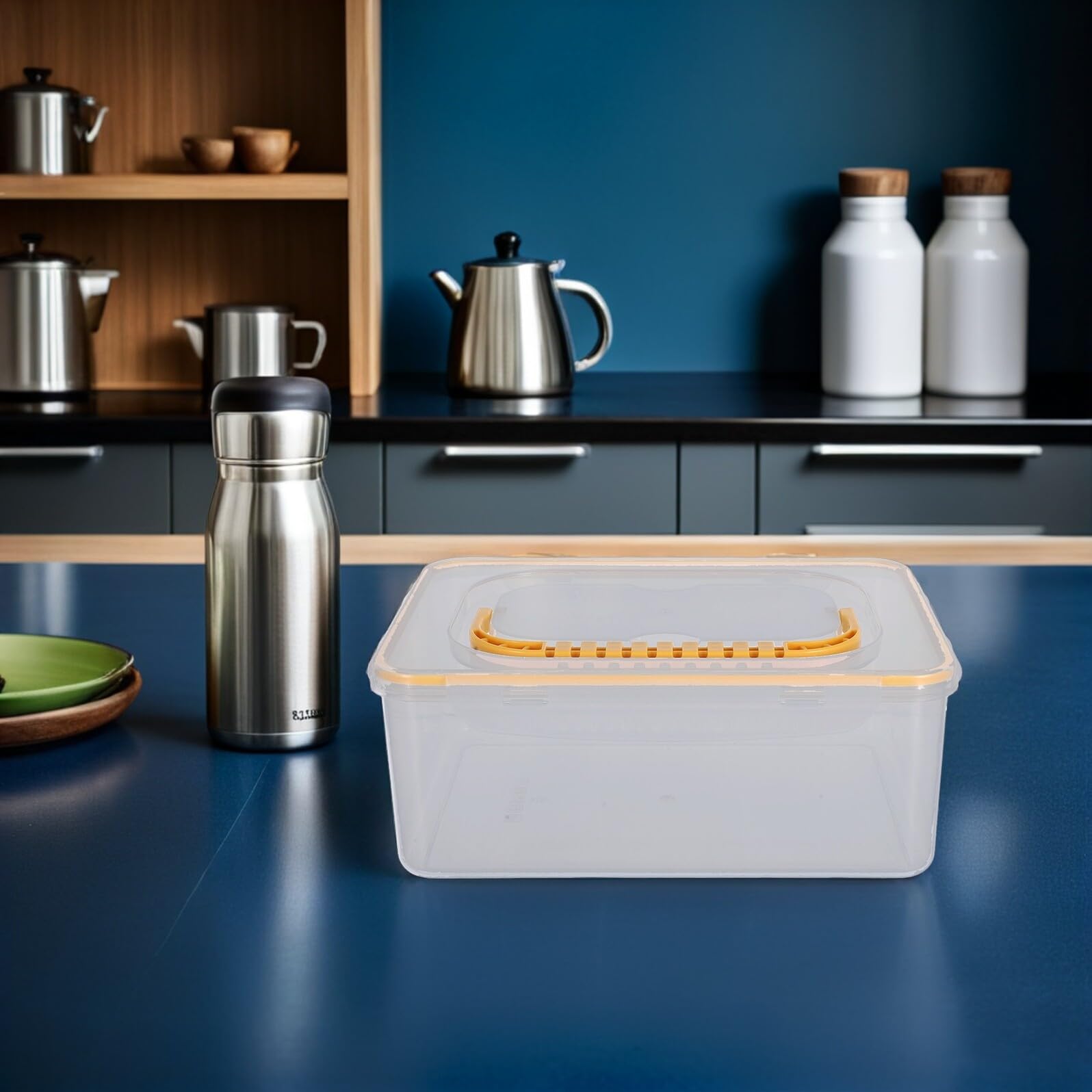 NUOBESTY Transparente Aufbewahrungsbox mit Griff und Deckel Große Kunststoffbox für Teetassen Schnapsbecher Bastel und Nähzubehör Stoßfester Organizer für Küche und Wiederverwendbar