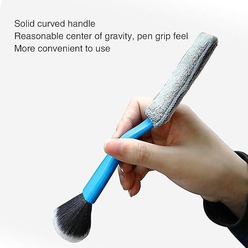 Miniatura 6 de Hawyet 1 cepillo de limpieza de doble cabezal para detalles de automóvil, 8.6 x 1.9 pulgadas, ABS de limpieza interior con pelo de nailon,