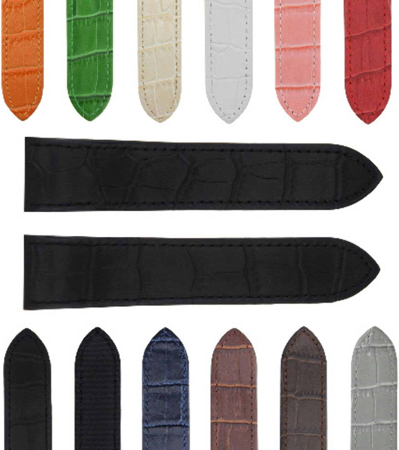 20-23-24.5mm Leather Watch Band Strap 