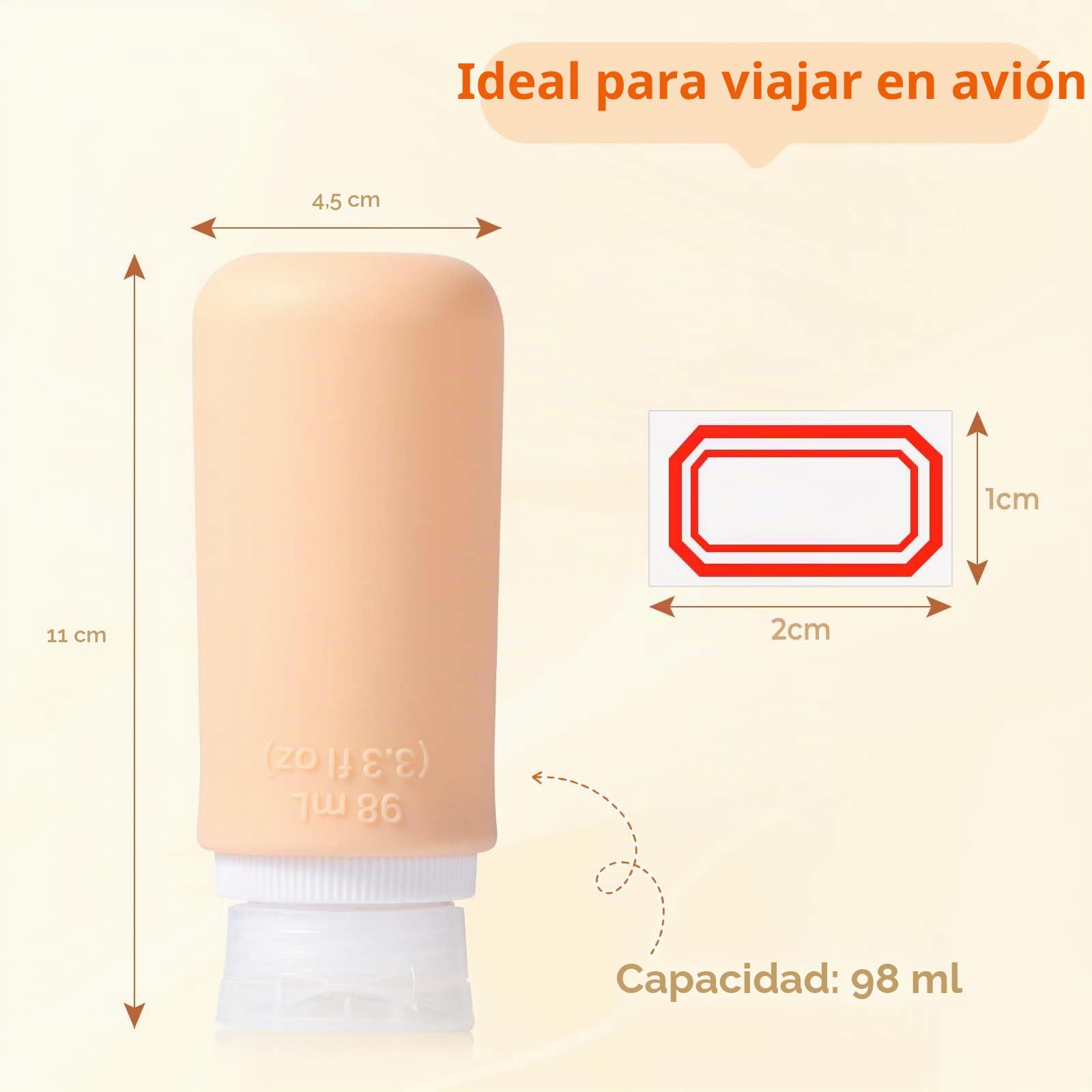 Diboniur 4 Piezas Botes Viaje Rellenables, Botellas de Viaje de silicona, Botella de viaje a Prueba de Fugas de 98 ml para champú, crema, loción