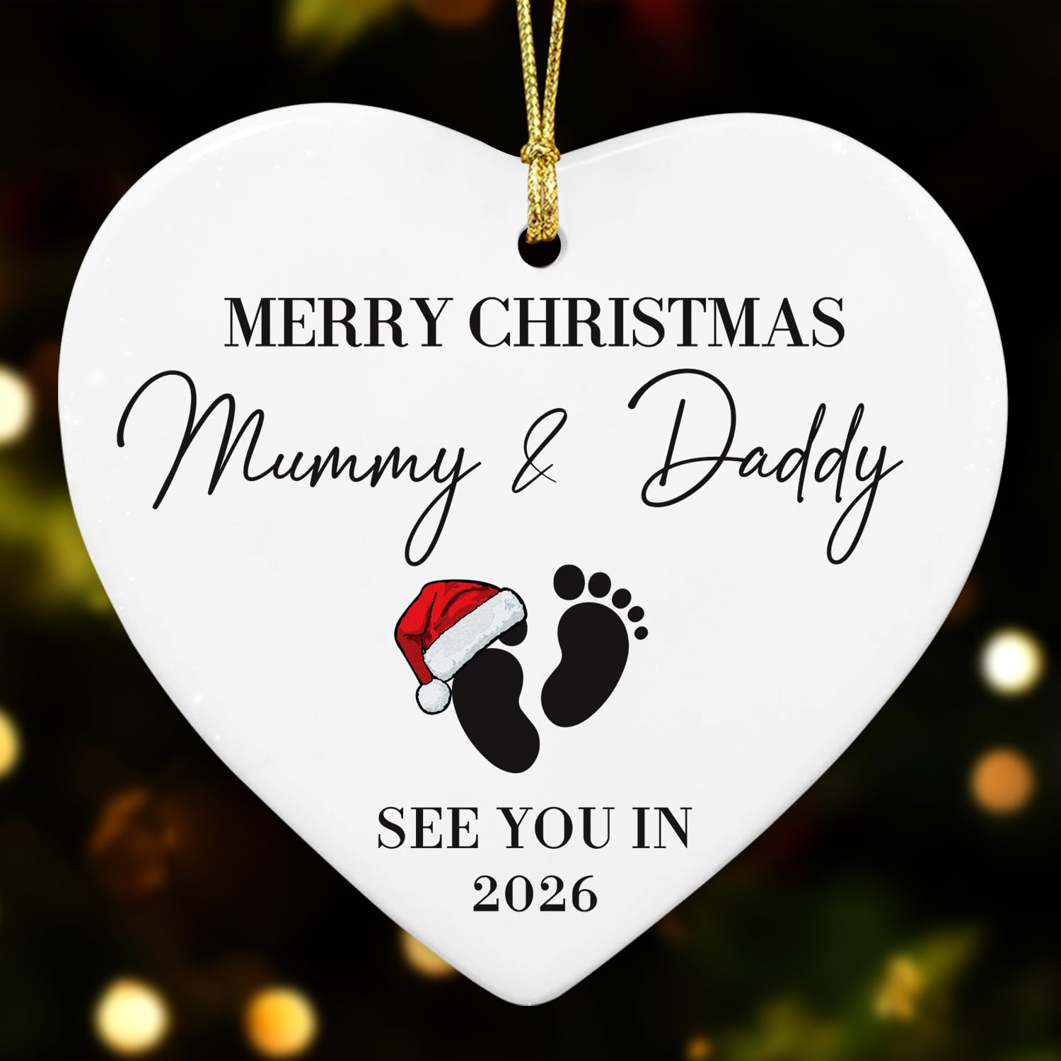 Neweleven Mummy And Daddy White Heart Gifts For Mummy And Daddy - Pregnancy Announcement For Husband Wife Family, Pregnancy Gifts For Expecting Mom, For New Mom, New Dad, New Parents - Christmas Bauble