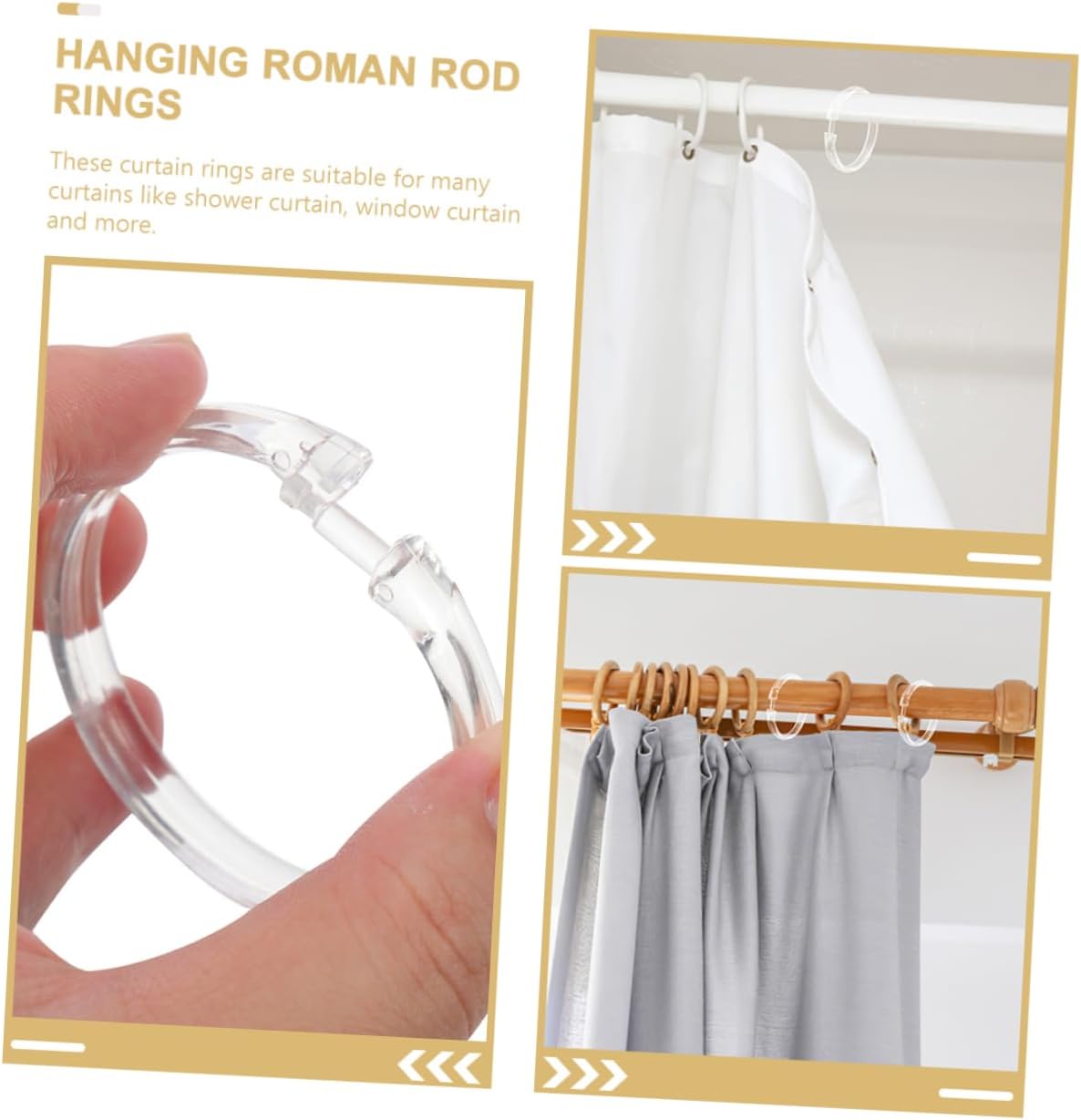 100pcs Transparent Shower Curtain Hooks Round Bath Drape Rustproof Shower for Easy Installation for Window Curtains
