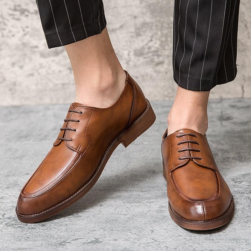 Men's Retro Wingtip Dress Shoes Casual Orthopedic Leather Derby Fashion Comfortable Platform Brogue Oxford Shoes2