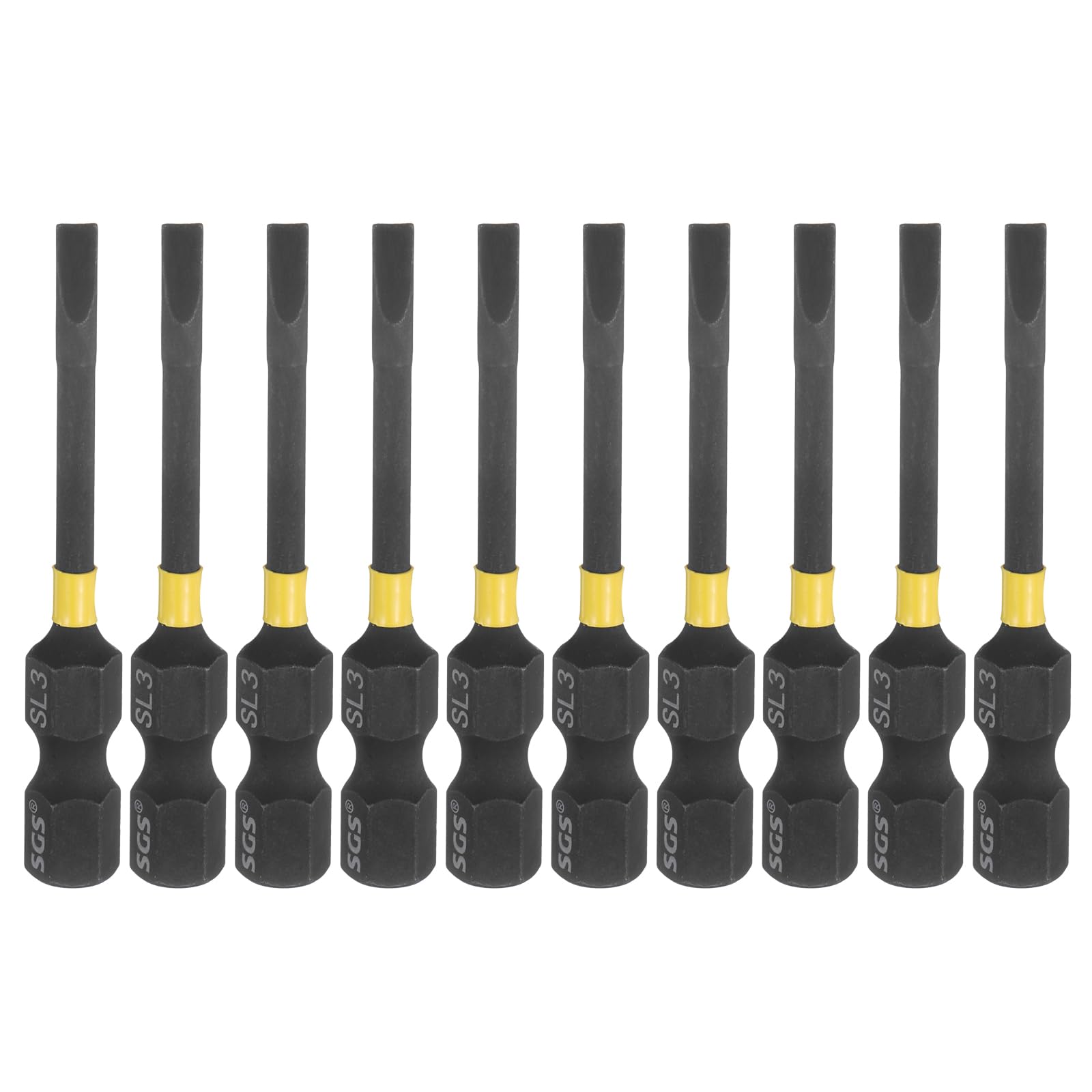 sourcing map 10 Pcs SL3 Slotted Impact Screwdriver Bits 3mm Slotted Tip