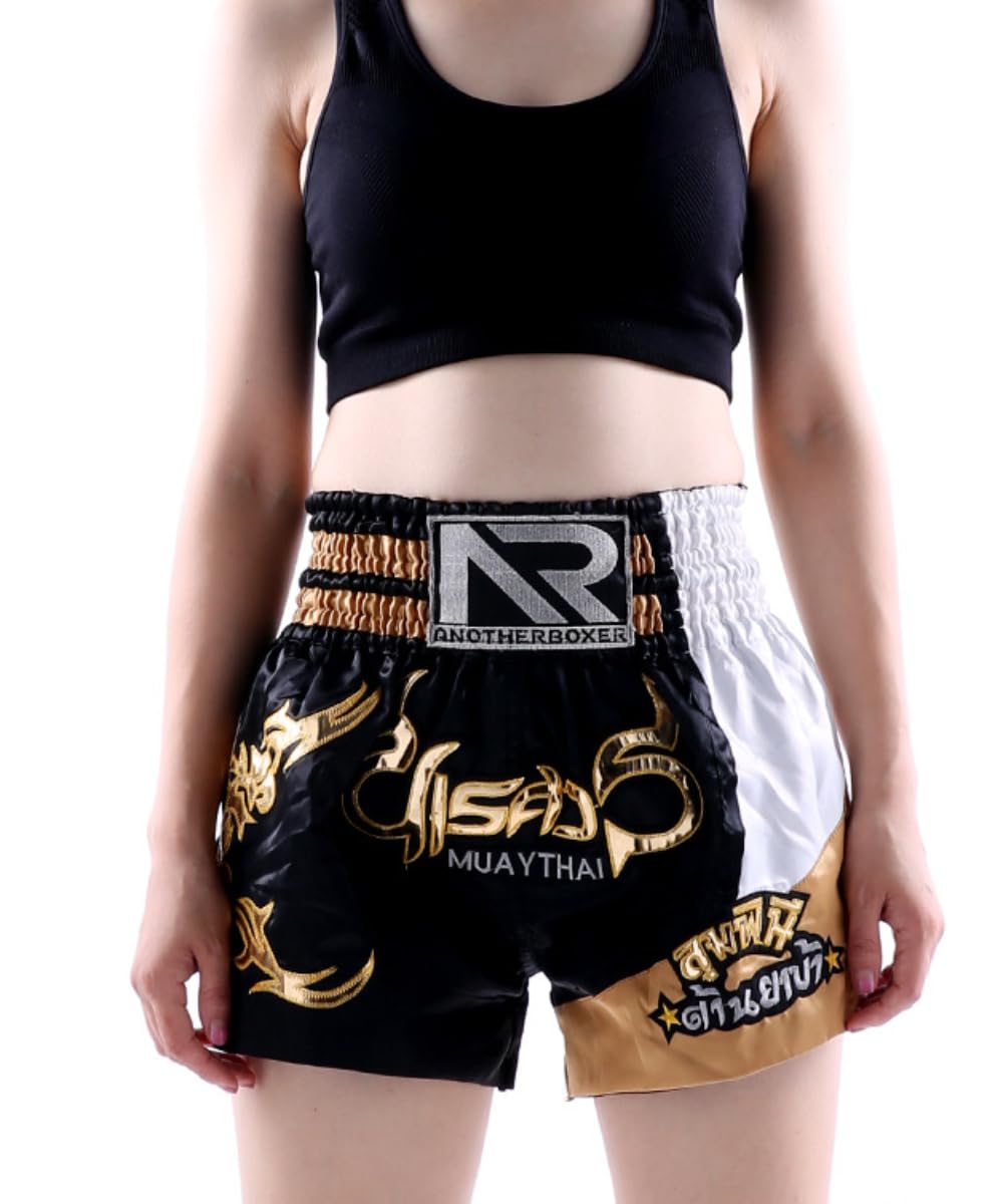 HEARTTOUCH Muay Thai Fight Shorts per bambini, pantaloncini tailandesi corti, pantaloni tailandesi, pantaloni corti da allenamento, pantaloncini da boxe premium per thaiboxen kickboxing boxing