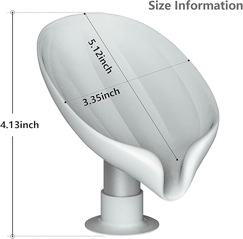 Miniatura 8 de Jabonera de barra para jabón de ducha, jabonera autodrenante con ventosa, soporte para esponja para cocina y baño (gris)