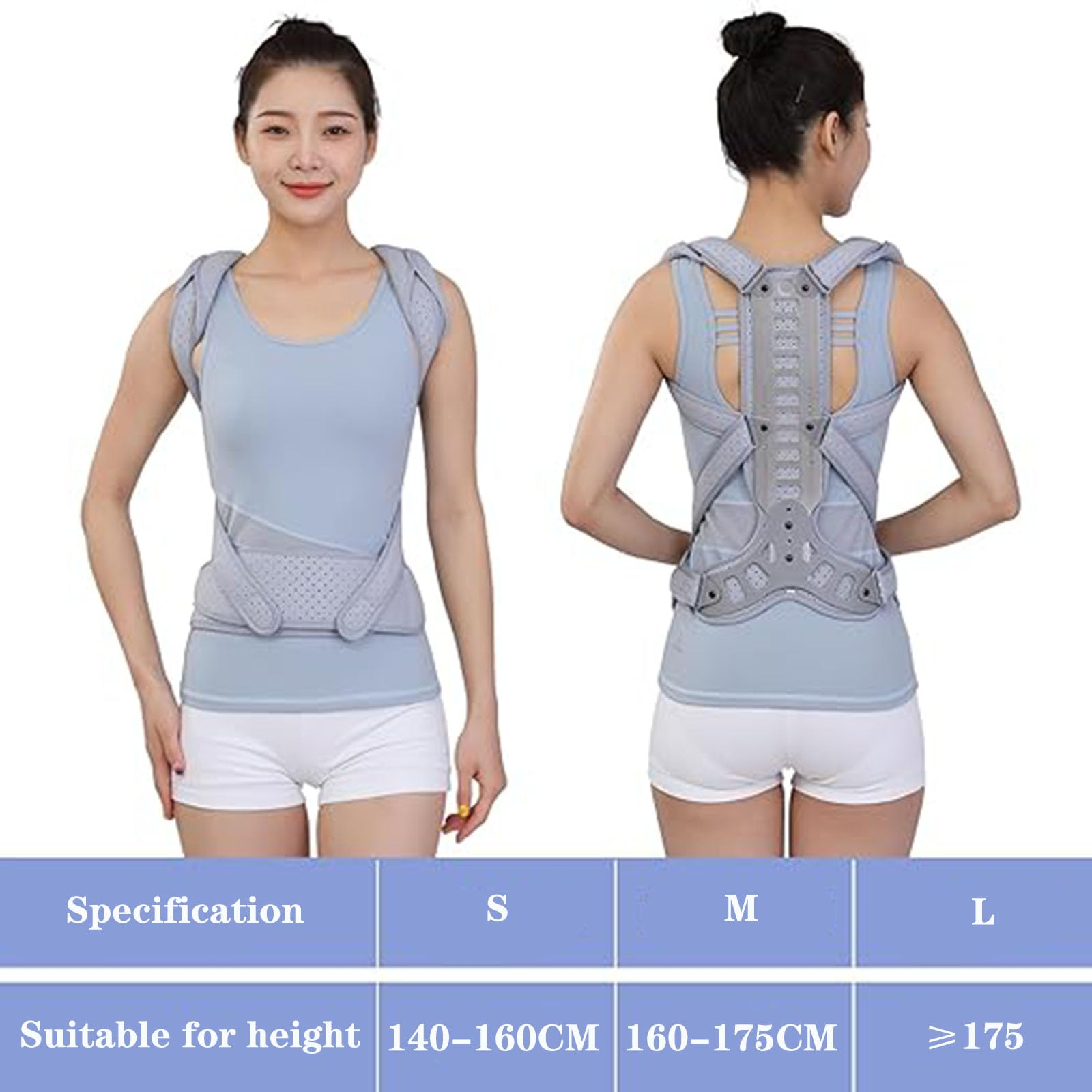 SFKLYU Ortesis Ajustable para Asistencia Espinal, Corrector de Postura para Hombres y Mujeres, Soporte de Espalda para Joroba, Escoliosis, Cifosis y Columna Vertebral,S