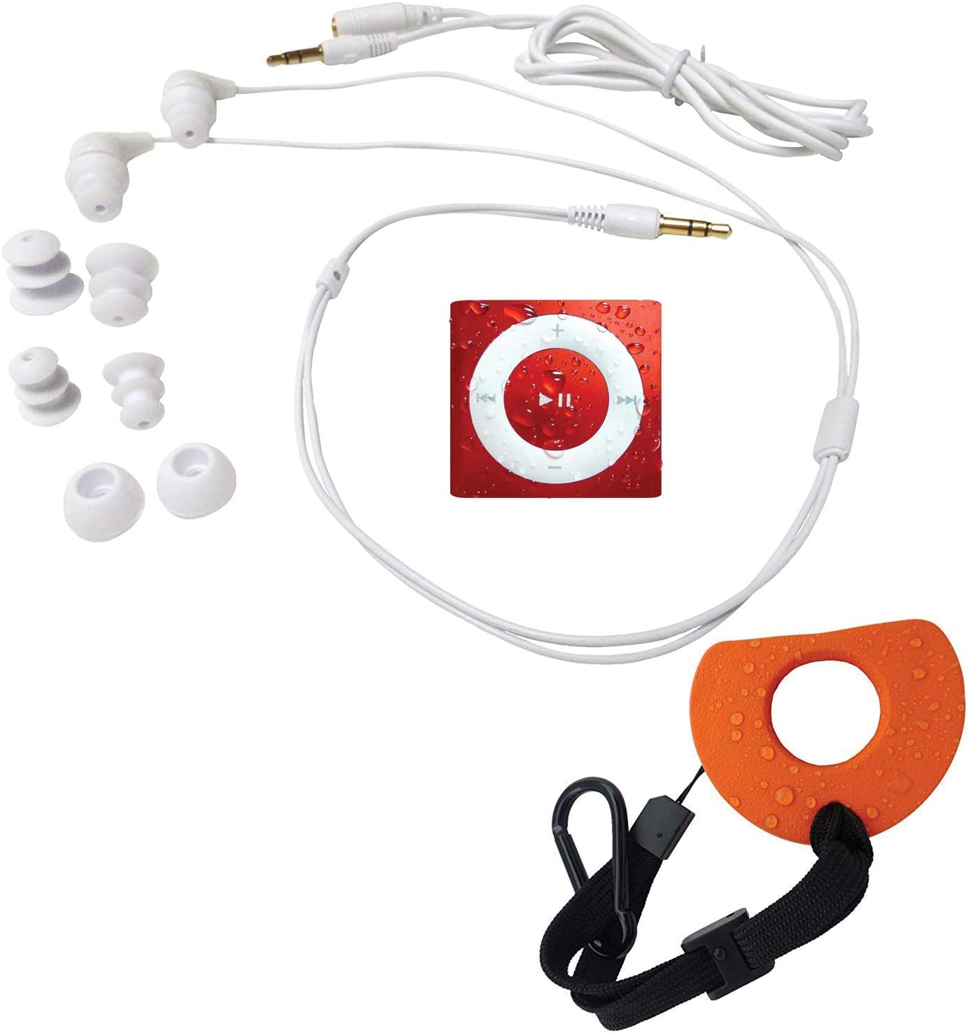 Underwater Audio Waterproof iPod Swimbuds Bundle (Red)