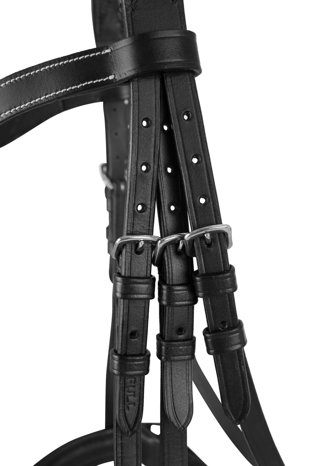Pelle Horses Anatomica Briglia con Frontalino, Nasiera e Sopratesta in Cuoio per Cavalli St-009 (Nera, Full)