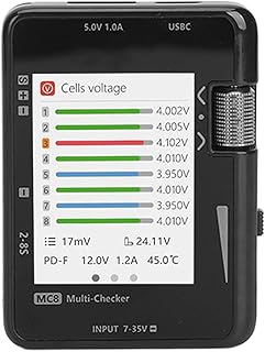 Digital Battery Capacity Checker, Read Status High Accuracy Signal Test Battery Multi Checker Large Screen for ESC Servo Test