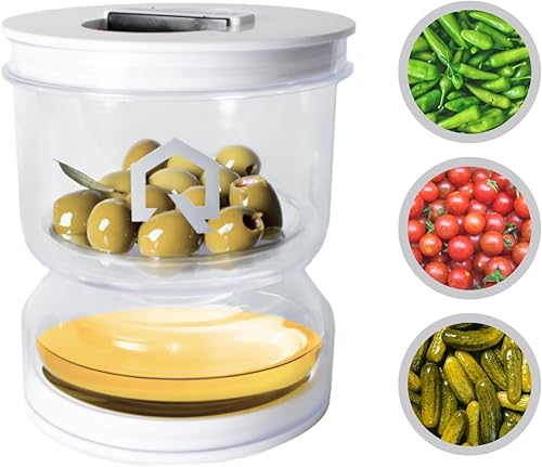 Pepinillo de plástico blanco, oliva, tarro de Kimchi con colador, separador de vidrio para el hogar y la cocina, contenedor de almacenamiento de
