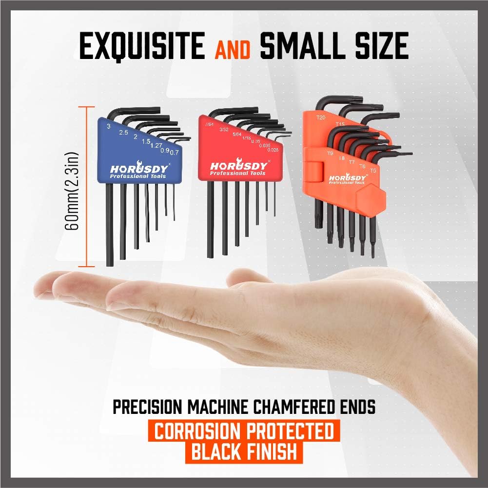 SEDY 22 Piece Mini Hex Key Allen Wrench Set - Hex/Torx, Metric/SAE (3-IN-ONE, Cr-V)