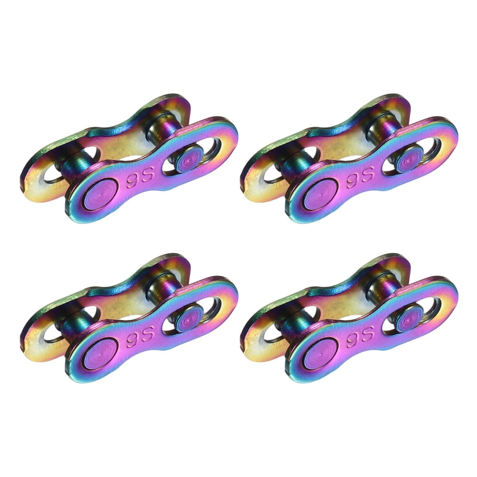 YELARXI Bicycle Missing Link, 9 Speed Reusable Bike Chain Master Quick Link Bicycle Chain Replacement Kit Coupling 4Pairs & Colorful - Fitting For(Mountain/Road/Racing Bikes)