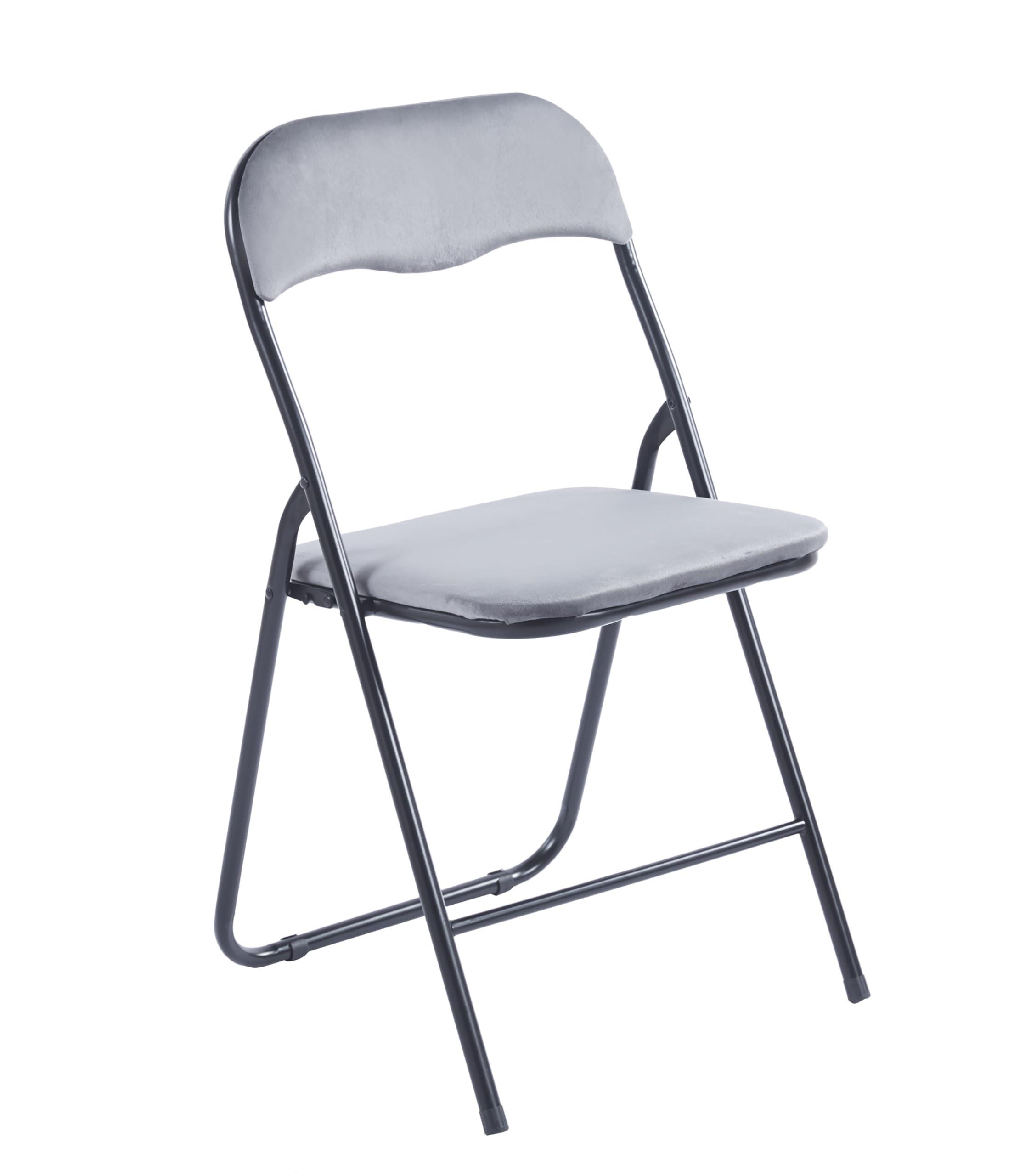 Lot de 6 Chaises Pliantes d'Intérieur, Chaise Pliante Confortable, Cuisine, Salle à Manger, Bureau, Réception, Chaise Pliante Velours et Métal - Gris
