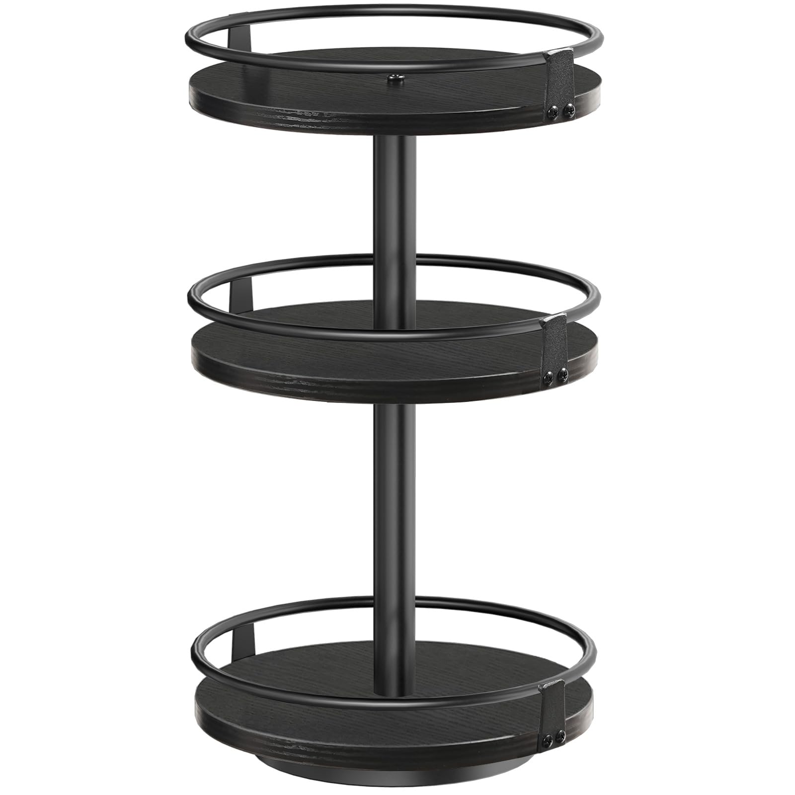 HOOBRO 3-Tier Rotating Spice Rack, Lazy Susan Organizer, Turntable Spice Rack, Vertical Storage Organizer, for Kitchen Countertop, Vanity, Dining Table, Black EBB09TL01