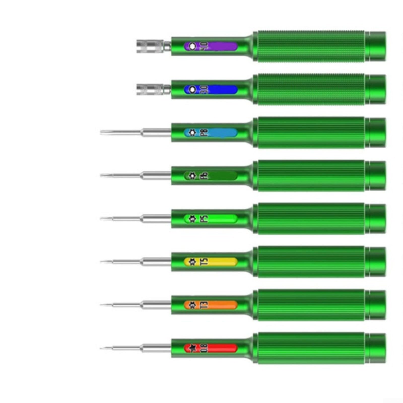 SD95 - Set di cacciaviti da 8 pezzi con impugnatura a cuscinetto, punte di precisione per Torx T5/T6, P5/P8, triangolo 3.0/4.0, strumento di riparazione per cellulare, laptop, con scatola di