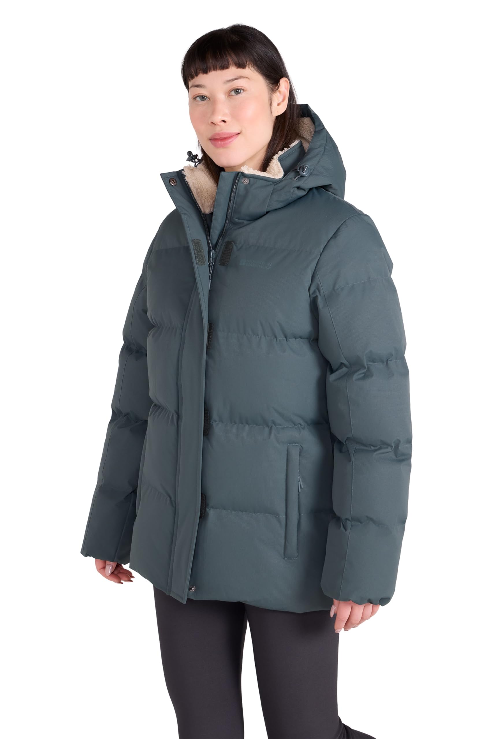 Mountain Warehouse Women's Khaki 'Snow' Water Resistant Thermal Tested Padded Borg Rip Stop Jacket In | Size: 20