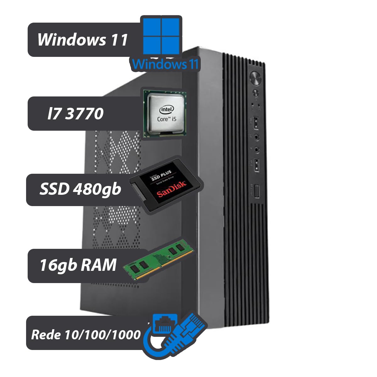 Pc Computador Micro Cpu Intel I7 3770, Ssd 480gb, 16gb Win11