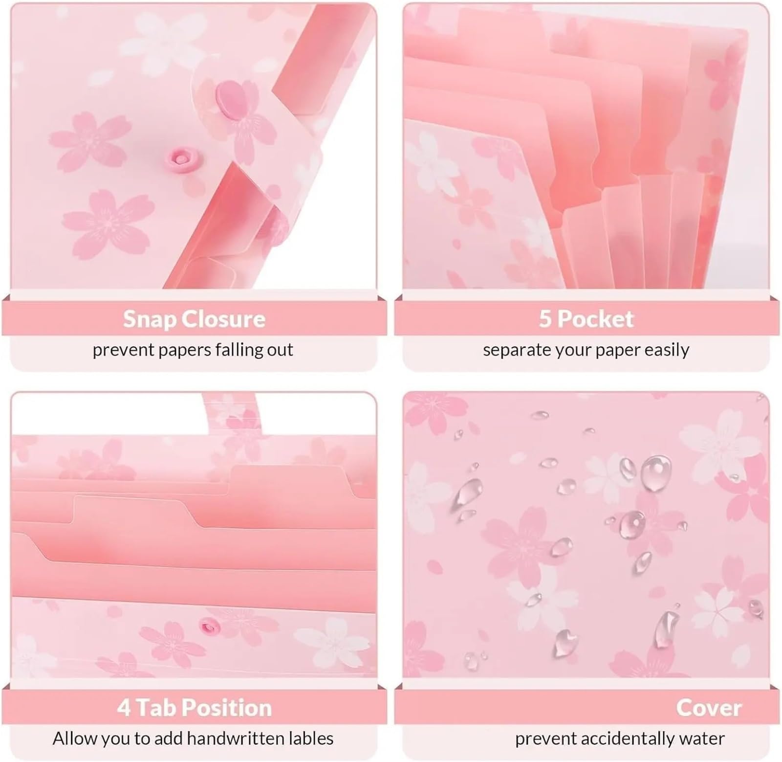 Dossier Extensible Rose Avec 5 Pochettes Pour Le Bureau