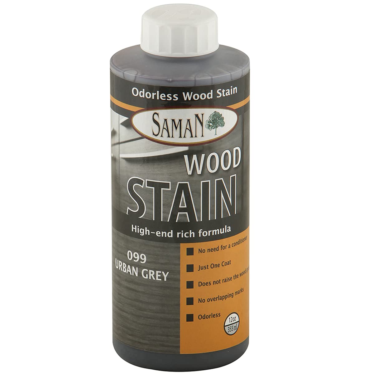 SamaN Interior Water Based Wood Stain - Natural Stain for Furniture, Moldings, Wood Paneling, Cabinets (Urban Grey TEW-099-12, 12 oz)