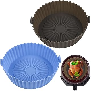 6.5 inch Air Fryer Silicone Pot, 2 Pairs Silicone Air Fryer Liner, Reusable Non-Stick Air Fryer Liners Mats, Air Fryer Accessories for Oven, Microwave Cake Baking Pans, Home Kitchen Air Fryer Basket