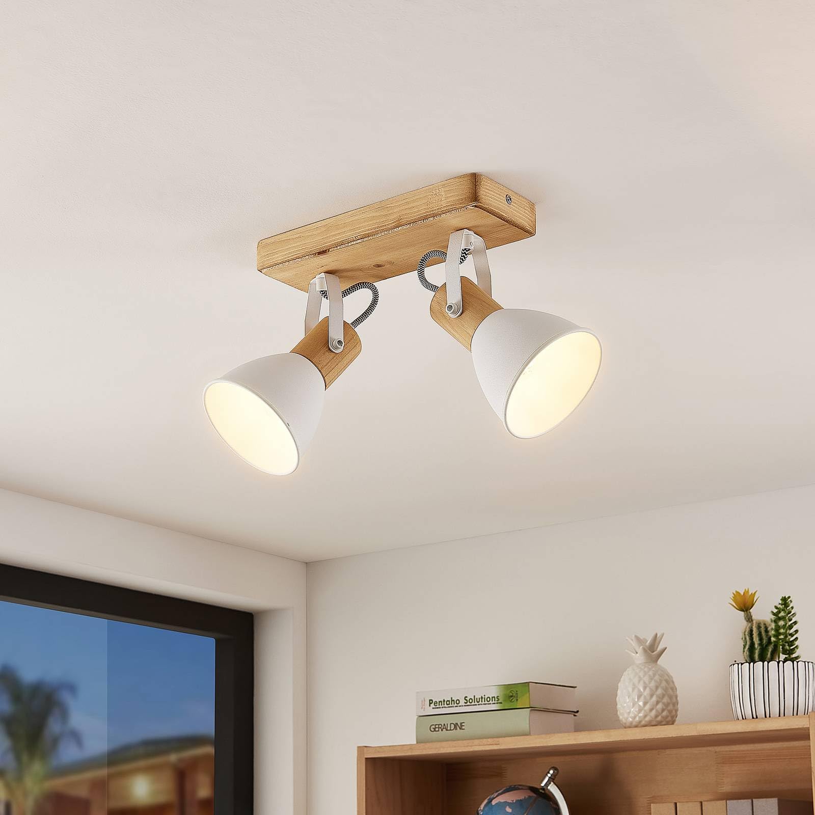Lindby Faretto dimmerabile (Scandinavo) colore Ocra, in Legno ad es. Soggiorno & Sala da pranzo Lampada incasso plafoniera applique