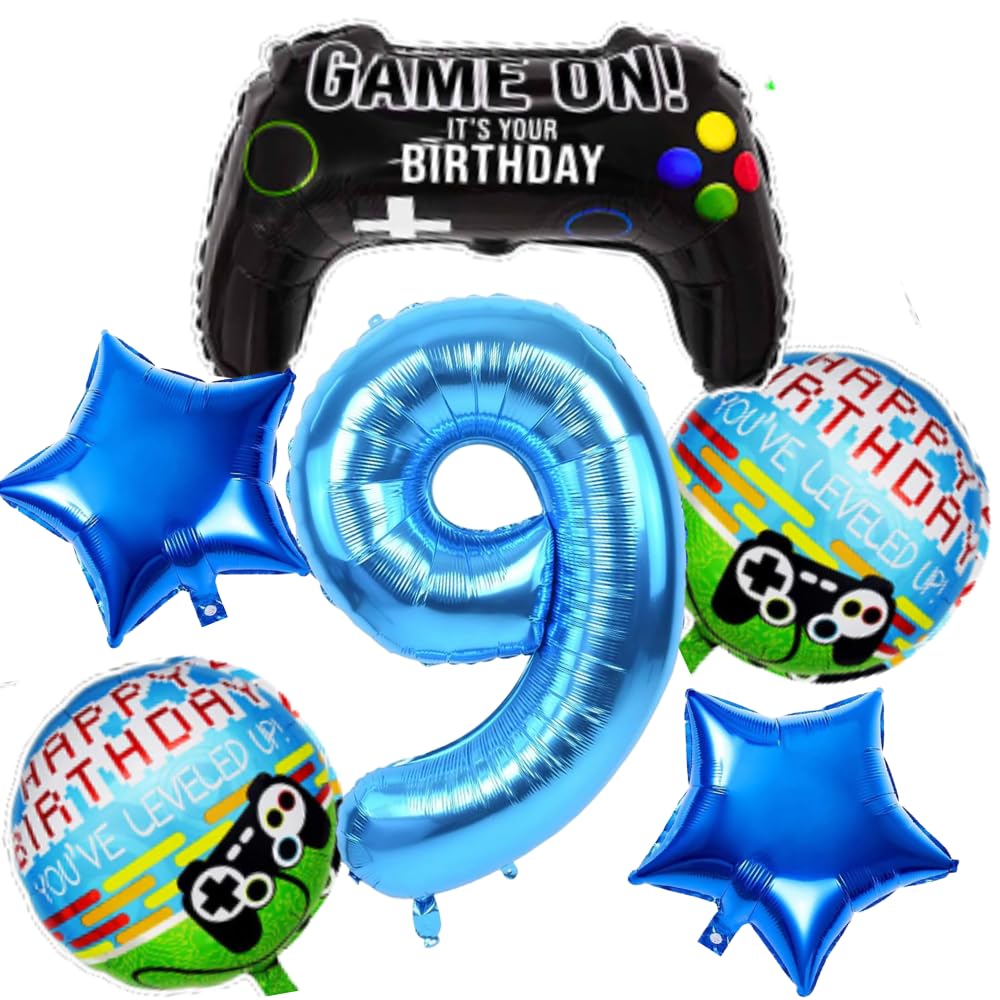 6 Pcs Game on Birthday Decoration 9th Birthday Decoration for Boys Gaming Theme Birthday Decoration Ninth Birthday Decorations Boy Game Theme Balloons (Pack of 6, Multicolor)-image-21