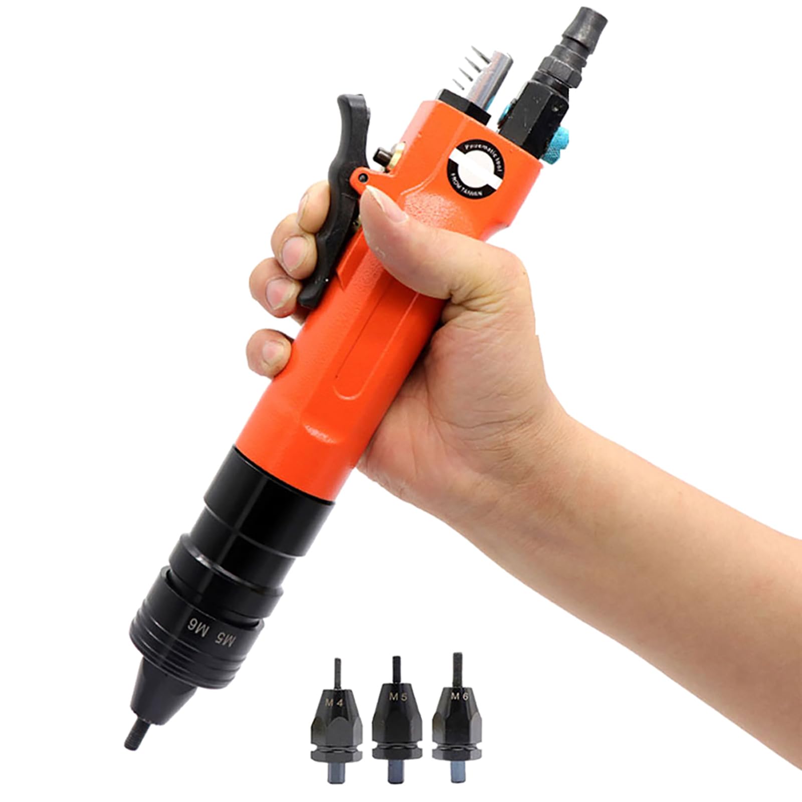 Utensile per rivettatrice pneumatica per M3 M4 M5 M6 M8 M10 - Rivettatrice efficiente e Potente con Testa Allungata, HF-702,HF-702