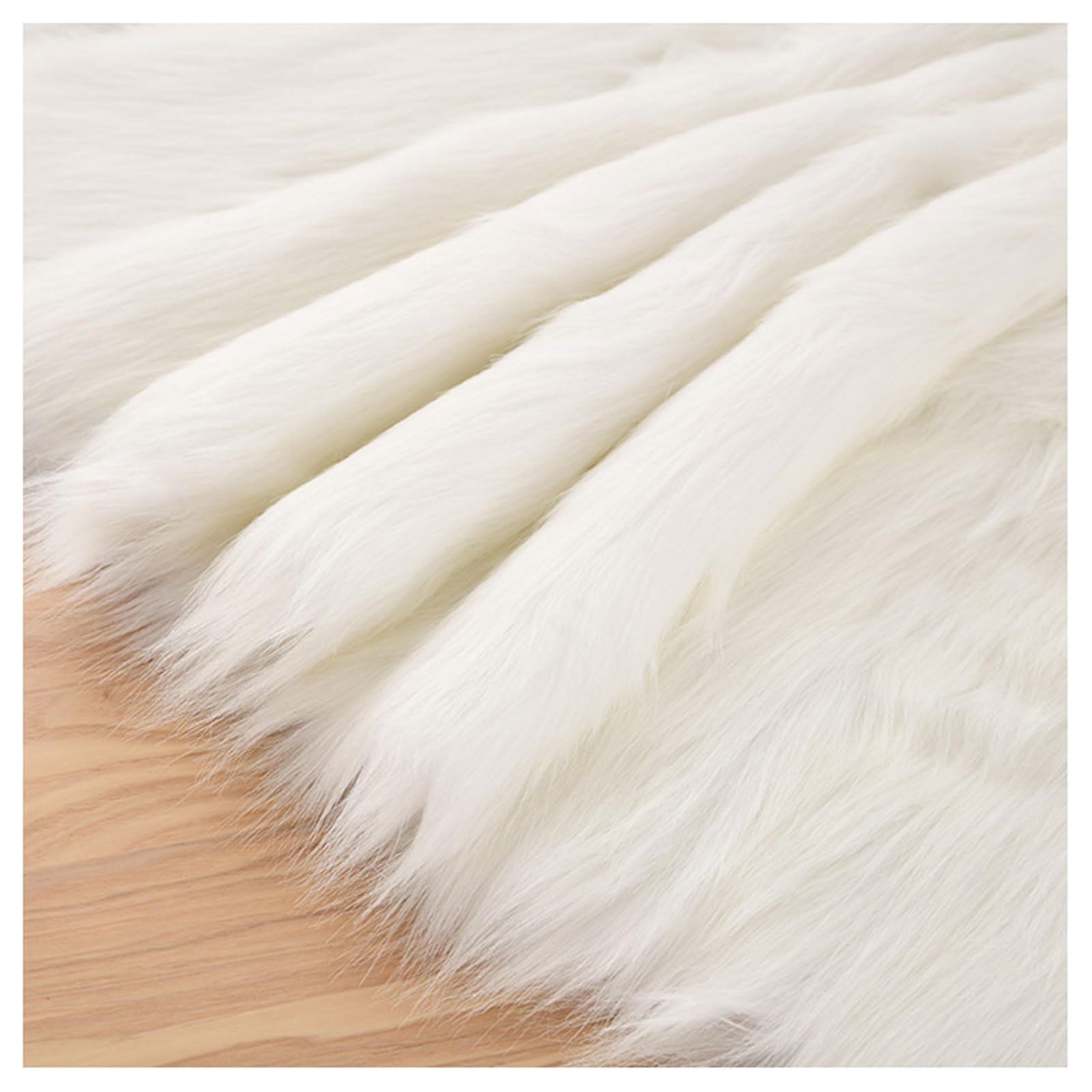 Long Pile Faux Fur Fabric, Fluffy Decorative Fake Fur Material, 5cm Soft Plush Faux Imitation Fur Material for Fancy Dressed, Costume, Cosplay, Gnome Beards, Art Crafts, Fursuit, 50x50cm(Color:White)