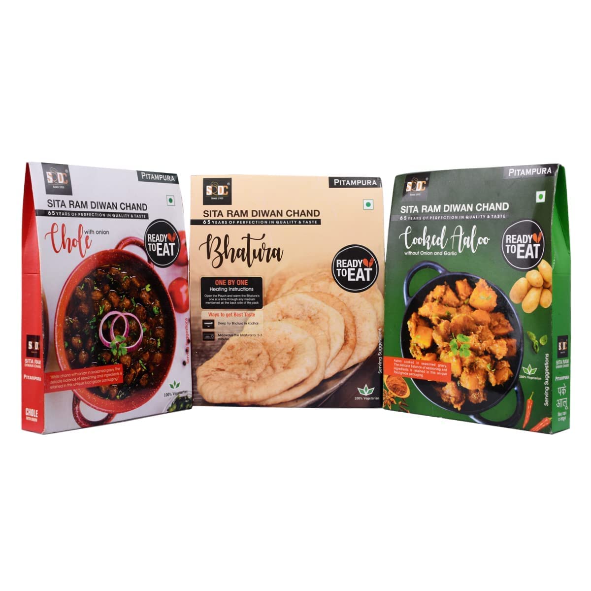 Sita Ram Diwan Chand Ready to Eat Chhole + Bhature & Aloo Combo 300 Gram Each | Instant Food, No 100% Natural Ingredients & Vegetarian, Tasty Snacks | ( Pack of 3 ) (B0BY2XYVWJ) Amazon Price History, Amazon Price Tracker