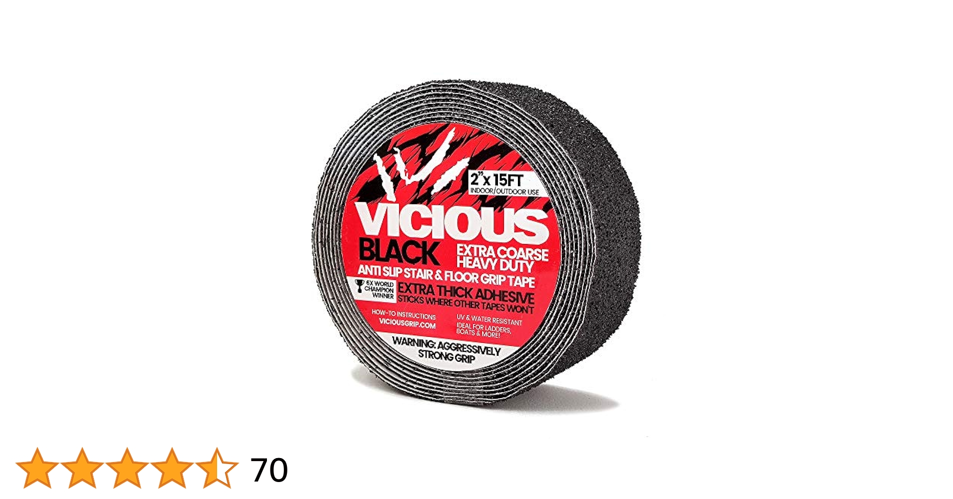 6 X 24 Inch Black 80 Grit Slip Resistant Safety Treads - Premium 10 Pre-Cut Outdoor Safety Tape