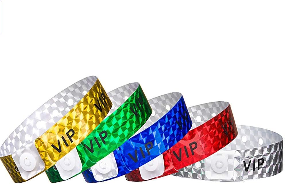 Ouchan Multicolor Holographic VIP Wristbands Variety Pack - 200 Pack Colored Wristbands for Events Club Music Meeting Party Wristbands