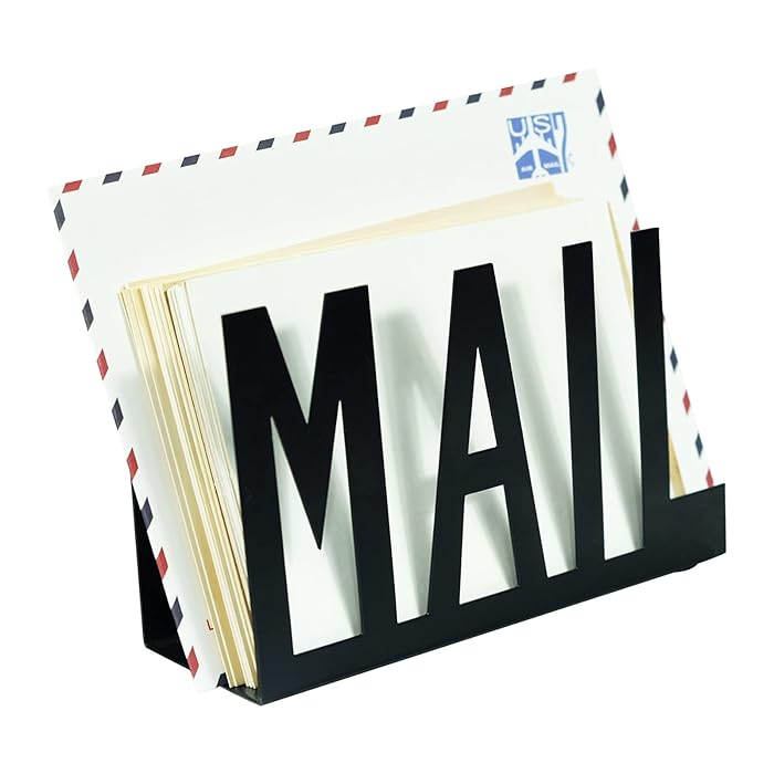 Buy Stegodon Black Desktop Mail Holder, Metal Letter Organizer, Cutout