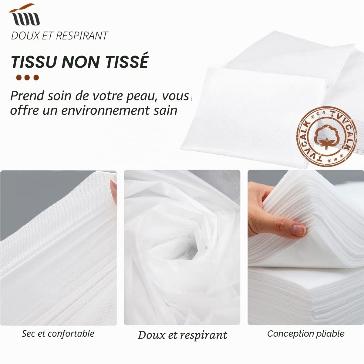 Lot de 100 Drap Jetable Non Tissé 80 x 180 cm pour Massage Spa Beauté Anti Salissure