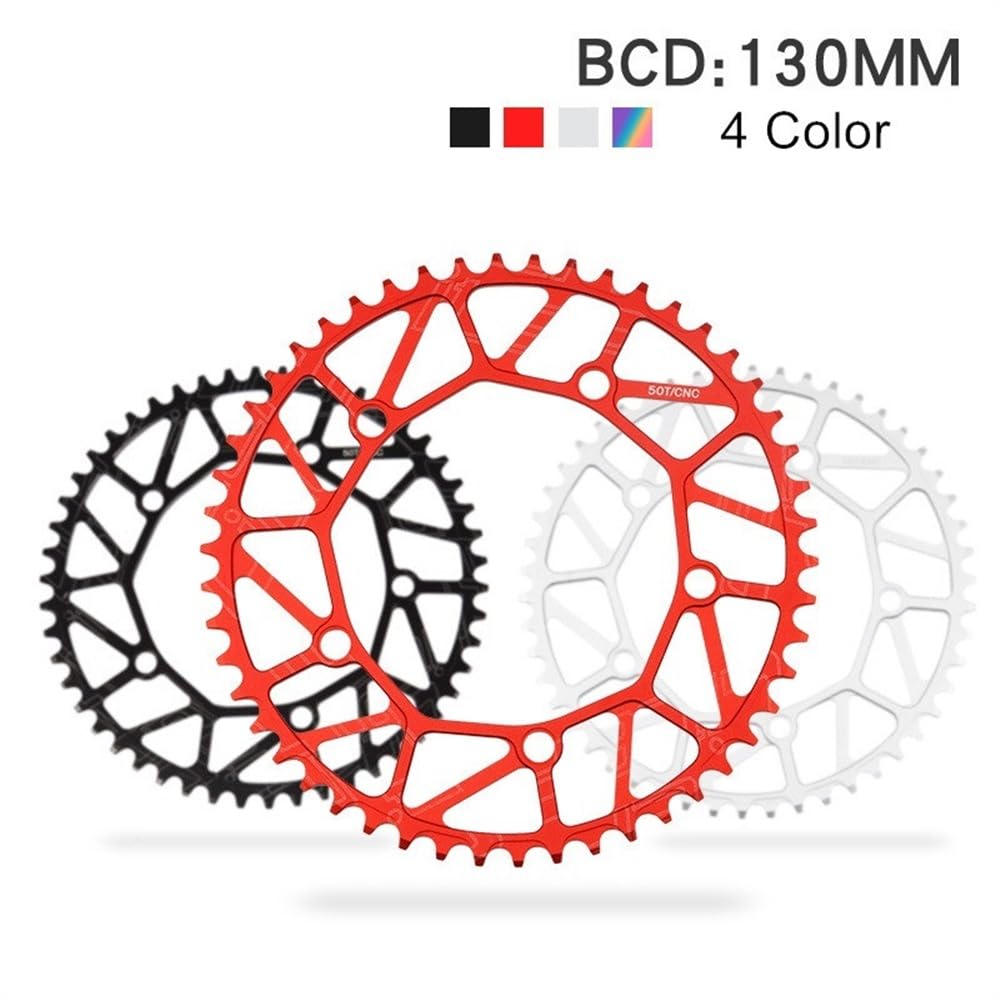 Platos para Bicicletas Juego de Platos y bielas Cadena 130 BCD Hueco 46/48/50/52/54T/56T/58T Bicicleta Pista Marcha única Rueda Ancha Estrecha Redonda 130bcd Unisex
