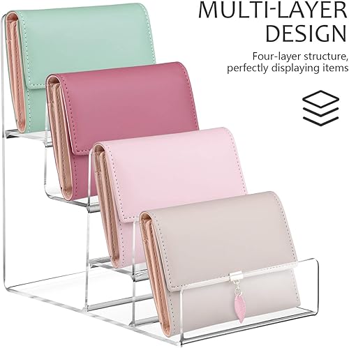 Miniatura 2 de DOITOOL Paquete de 2 soportes de exhibición de acrílico de 4 niveles, soporte de exhibición transparente para bolso de mano, soporte de exhibición