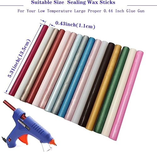 Miniatura 4 de 16 barras de sellado de cera para pistola de pegamento para sello de cera, palo de sello de cera azul claro para pistola de pegamento de 0.44