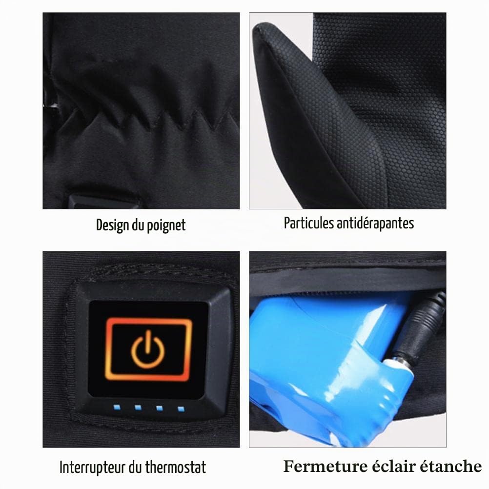 Gants chauffants pour femme avec écran tactile, gants thermiques rechargeables antidérapants avec doublure en polaire, gants thermiques d'hiver pour cyclisme et ski Akemaio Gants chauffants