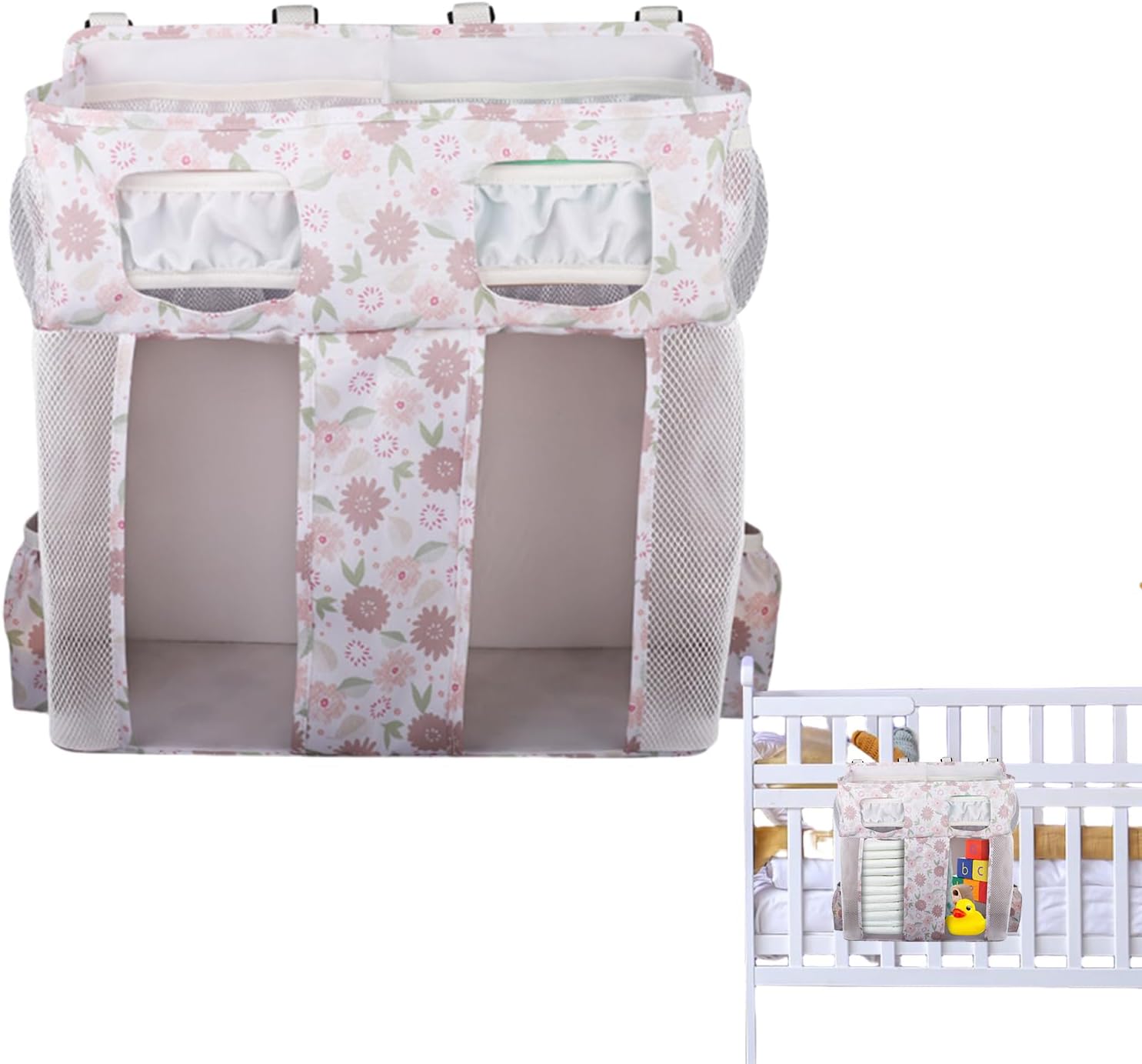 Hanging Diaper Caddy, Diaper Organizer, Crib Organizer, Storage Bag With Multiple Pockets, Large Capacity For Diapers, Wipes, Bottles, Wall-Mounted For Cribs, Travel, Nursery