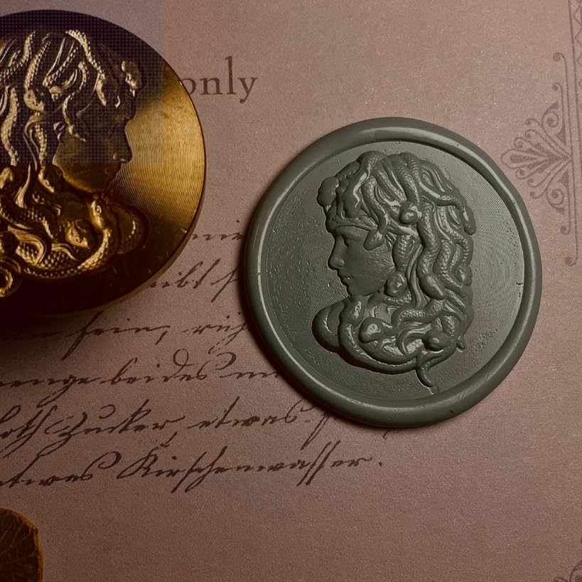 Mceal Wax Seal Stamp 3D Engraved Wax Stamp for Journals and Envelopes Greek Mythology - Medusa